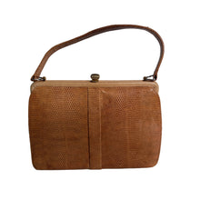 Load image into Gallery viewer, Vintage 70s Classic Caramel Tan Lizard Skin Handbag By Mappin &amp; Webb-Vintage Handbag, Exotic Skins-Brand Spanking Vintage
