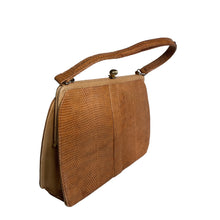 Load image into Gallery viewer, Vintage 70s Classic Caramel Tan Lizard Skin Handbag By Mappin &amp; Webb-Vintage Handbag, Exotic Skins-Brand Spanking Vintage
