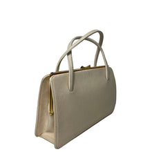 Load image into Gallery viewer, Buttercream Beige Leather Luxan Hide Vintage 50s 60s Classic Handbag By Riviera
