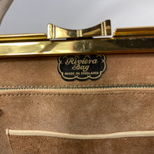 Load image into Gallery viewer, Buttercream Beige Leather Luxan Hide Vintage 50s 60s Classic Handbag By Riviera
