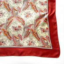 Load image into Gallery viewer, Liberty of London Silk Scarf in Birds and Feathers Design Russet/Burnt Orange Made in England
