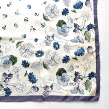 Load image into Gallery viewer, Vintage Liberty Large Silk Scarf in White Blue Green Floral Design
