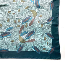 Load image into Gallery viewer, Vintage Large Liberty Silk Scarf Teal Green Turquoise and Taupe

