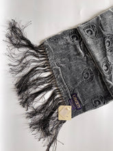 Load image into Gallery viewer, Vintage Liberty Silk/Viscose Velvet Long Scarf In Silver Grey Peacock Feather Hera Design
