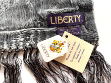 Load image into Gallery viewer, Vintage Liberty Silk/Viscose Velvet Long Scarf In Silver Grey Peacock Feather Hera Design

