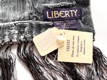 Load image into Gallery viewer, Vintage Liberty Silk/Viscose Velvet Long Scarf In Silver Grey Peacock Feather Hera Design
