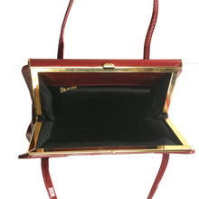 Load image into Gallery viewer, Vintage 60s/70s Cherry Wine Red Patent Leather Top Handle Bag By Holmes Of Norwich-Vintage Handbag, Top Handle Bag-Brand Spanking Vintage
