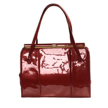 Load image into Gallery viewer, Vintage 60s/70s Cherry Wine Red Patent Leather Top Handle Bag By Holmes Of Norwich-Vintage Handbag, Top Handle Bag-Brand Spanking Vintage
