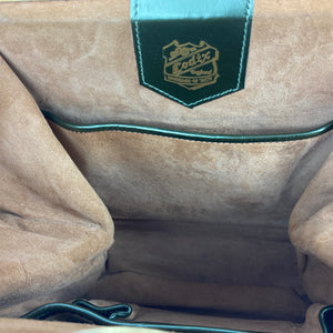 Vintage 50s/60s Lodix Green Pearlescent Leather Bag with Matching Purse-Vintage Handbag, Kelly Bag-Brand Spanking Vintage