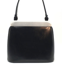 Load image into Gallery viewer, Vintage Lodix &#39;Handbags of Taste&#39; 50s/60s Black Leather and White Lucite Frame Classic Ladylike Handbag-Vintage Handbag, Kelly Bag-Brand Spanking Vintage

