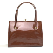 Load image into Gallery viewer, Vintage 60s/70s Copper Brown Patent Leather Classic Ladylike Bag, Top Handle Bag, Mrs Maisel Bag-Vintage Handbag, Kelly Bag-Brand Spanking Vintage
