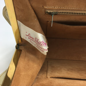 Vintage 50s 60s Large Lizard Skin Handbag in Buttercream by Jane Shilton Made in England-Vintage Handbag, Exotic Skins-Brand Spanking Vintage
