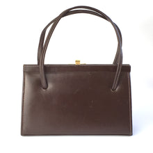 Load image into Gallery viewer, Vintage 50s 60s Small And Dainty Brown Leather Ackery Bag with Intricate Gilt Clasp Made in England-Vintage Handbag, Kelly Bag-Brand Spanking Vintage
