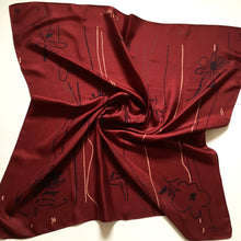 Load image into Gallery viewer, Vintage Liberty of London Silk Scarf in Burgundy/Black/Taupe in Scribble Design Made inEngland-Scarves-Brand Spanking Vintage
