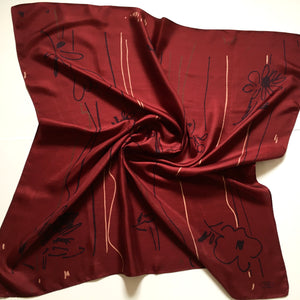 Vintage Liberty of London Silk Scarf in Burgundy/Black/Taupe in Scribble Design Made inEngland-Scarves-Brand Spanking Vintage