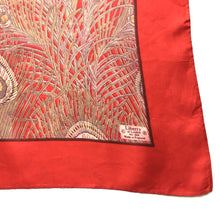 Load image into Gallery viewer, Vintage Liberty Hera Red Silk Peacock Feather Scarf Large Size-Scarves-Brand Spanking Vintage
