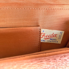 Load image into Gallery viewer, Vintage 50s Burnt Orange Leather Faux Pigskin Clutch Bag By Freedex-Vintage Handbag, Clutch Bag-Brand Spanking Vintage
