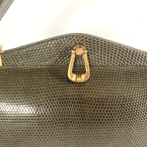 Vintage Rare Vintage 40s/50s Green Lizard Box Bag By Waldybag w/ Matching Coin Purse On A Chain-Vintage Handbag, Exotic Skins-Brand Spanking Vintage