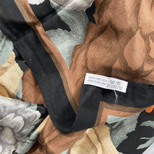 Load image into Gallery viewer, Vintage 70s/80s Silk Scarf New w/Box in Rust Brown, Pale Gold, Silver Grey on Black by Cornelia James-Scarves-Brand Spanking Vintage
