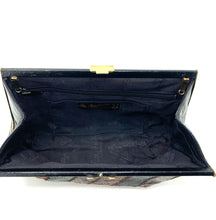 Load image into Gallery viewer, Vintage 70s Snakeskin Clutch Bag In Browns w/ Black Leather By Jane Shilton-Vintage Handbag, Exotic Skins-Brand Spanking Vintage
