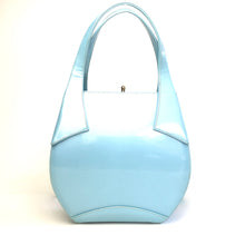 Load image into Gallery viewer, Vintage 60s Large Ice Blue Patent Top Handle Bag by Berné Made In California USA-Vintage Handbag, Kelly Bag-Brand Spanking Vintage
