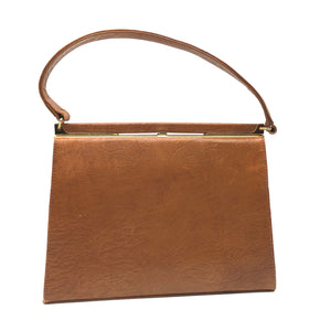 Vintage Textured Leather Tan Bag By Maid Marian-Vintage Handbag, Kelly Bag-Brand Spanking Vintage
