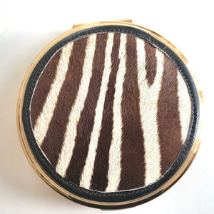 Exquisite Vintage Powder Compact By Stratton in Rare Zebra Skin Design-Accessories, For Her-Brand Spanking Vintage