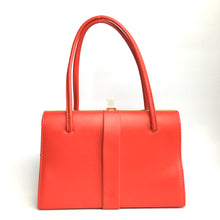 Load image into Gallery viewer, Vintage 60s Lipstick Red Faux Leather Twin Handled Bag with Gilt Clasp-Vintage Handbag, Kelly Bag-Brand Spanking Vintage
