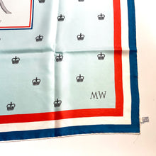 Load image into Gallery viewer, Vintage Rare Mappin And Webb Queen&#39;s 1977 Silver Jubilee Commemorative Silk Scarf-Scarves-Brand Spanking Vintage
