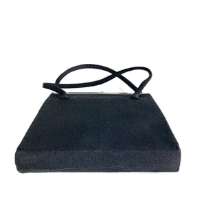 Vintage 60s/70s Black Grosgrain Evening/Occasion Bag w/ Peach Silk Lining + Matching Silk Coin Purse Waldybag-Vintage Handbag, Evening Bag-Brand Spanking Vintage