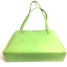 Load image into Gallery viewer, Vintage 50s 60s Lime Green Leather Twin Handled Classic Top Handle Bag with Suede Lining-Vintage Handbag, Kelly Bag-Brand Spanking Vintage
