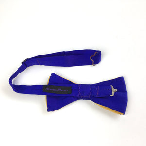 Gentleman's Silk Bow Tie Yellow and Cobalt Blue Handmade in UK by Hocus Pocus-Accessories, For Him-Brand Spanking Vintage