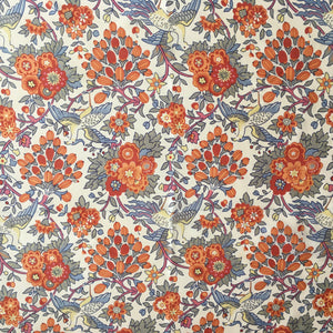 Vintage Liberty of London Floral Silk Scarf in Orange/Blue/Grey Floral Design-Scarves-Brand Spanking Vintage