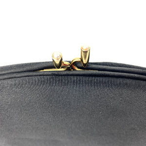 Vintage 50s/60s BlackGrosgrain Evening/Occasion Bag w/ Fuchsia Silk Lining + Matching Silk Coin Purse Waldybag-Vintage Handbag, Evening Bag-Brand Spanking Vintage
