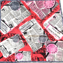 Load image into Gallery viewer, Vintage 80s Large Silk Scarf &#39;Happy Birthday&#39; in Red/Pink/White/Grey/Black Made in Italy-Scarves-Brand Spanking Vintage
