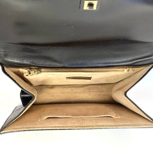 Vintage 60s Black Patent Leather Jackie O Style Top Handle Bag for Preston Made in UK-Vintage Handbag, Top Handle Bag-Brand Spanking Vintage