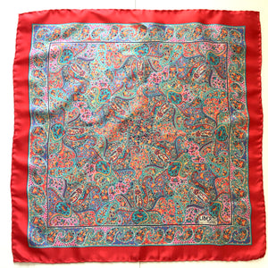 Vintage Liberty of London Silk Scarf in Classic Paisley Design in Vibrant Reds, Blues, Pink, Green and Yellow-Scarves-Brand Spanking Vintage