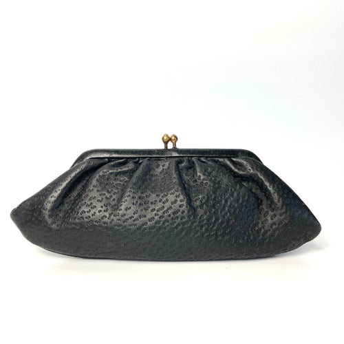 Vintage Small Black Dainty Leather Clutch Bag-Vintage Handbag, Clutch Bag-Brand Spanking Vintage