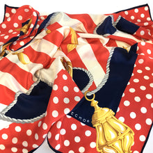 Load image into Gallery viewer, Vintage Echo Large Silk Scarf in Nautical Design with Polka Dot Border in Red/Blue/Gold-Scarves-Brand Spanking Vintage
