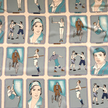 Load image into Gallery viewer, Vintage Large Jaeger Silk Scarf in Blues/Cream/Grey Featuring Vintage Sports-Scarves-Brand Spanking Vintage
