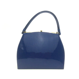 Vintage 50s 60s Theodor of California Royal Blue Patent Embellished 'Rockabilly' Bag with Poodle!-Vintage Handbag, Kelly Bag-Brand Spanking Vintage