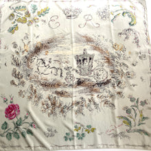 Load image into Gallery viewer, Vintage Large Silk Scarf Commemorating Silver Jubilee of the Coronation Of Queen Elizabeth II In 1977 by Oliver Messel-Scarves-Brand Spanking Vintage
