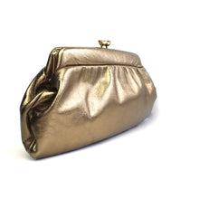 Load image into Gallery viewer, Vintage 80s Bronze/Dark Gold Leather Clutch Bag by Jane Shilton Made in England-Vintage Handbag, Evening Bag-Brand Spanking Vintage
