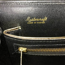 Load image into Gallery viewer, Vintage 60s Black Patent Leather Jackie O Style Top Handle Bag by Mastercraft Made in Canada-Vintage Handbag, Kelly Bag-Brand Spanking Vintage
