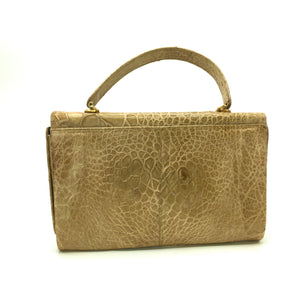 Vintage 50s dainty blond turtle skin handbag with gilt clasp and leather lining-Vintage Handbag, Exotic Skins-Brand Spanking Vintage