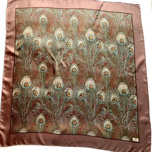 Vintage Liberty Of London Large Silk Scarf In 'Hera' Design In Taupe/Teal-Scarves-Brand Spanking Vintage