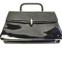 Load image into Gallery viewer, SOLD Vintage 60s 70s Black Patent Leather Gilt Clasp Jackie O Style Bag by Waldybag for Pidduck Hanley-Vintage Handbag, Kelly Bag-Brand Spanking Vintage
