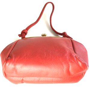 Vintage 60s 70s Cute Small Leather Dolly Bag in Lipstick Red with Pretty Gilt Clasp-Vintage Handbag, Dolly Bag-Brand Spanking Vintage
