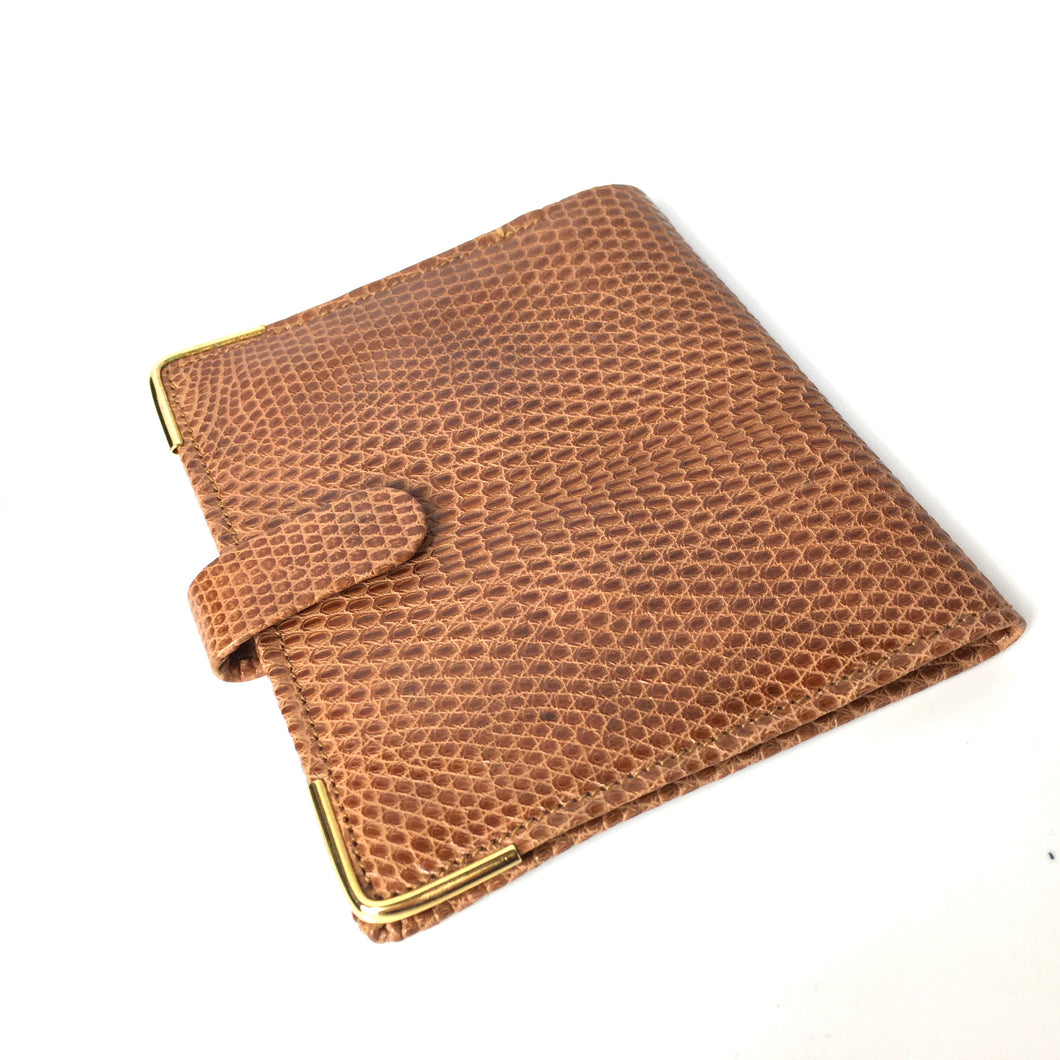 Vintage 50s Unused Caramel Tan Genuine Lizard Skin and Calf Leather Wallet-Accessories, For Her-Brand Spanking Vintage