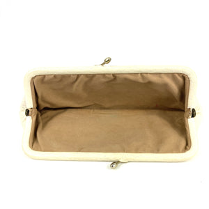 Vintage 50s/60s Small Cream/Ivory Dainty Leather Faux Pigskin Clutch Bag-Vintage Handbag, Clutch Bag-Brand Spanking Vintage